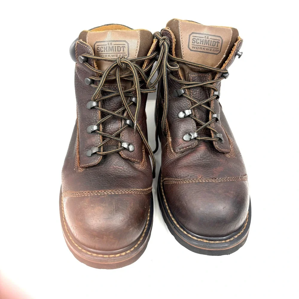 CE Schmidt Workwear Mens Brown Leather Steel Toe Boots ASTM F2413-05 EH Size 11